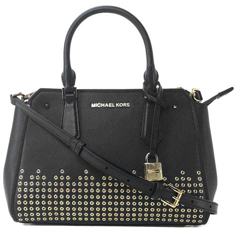 michael kors balck and white tote|michael kors black studded handbag.